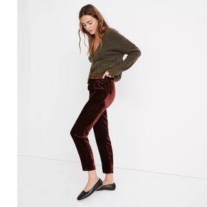 Madewell red velvet tapered pleated pants 9541